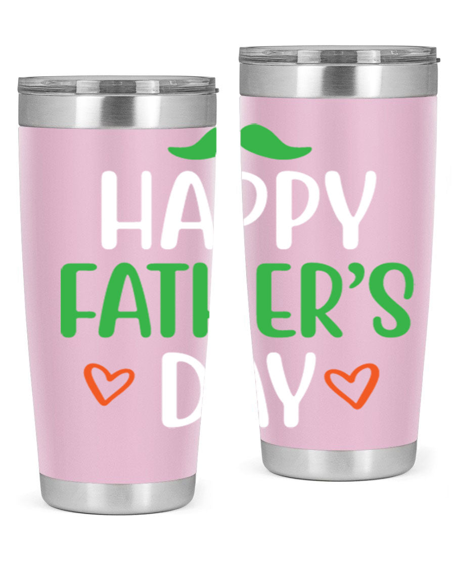 Happy Father's Day 20oz Tumbler made of stainless steel with copper lining, featuring a drink-thru lid, perfect for hot and cold beverages.