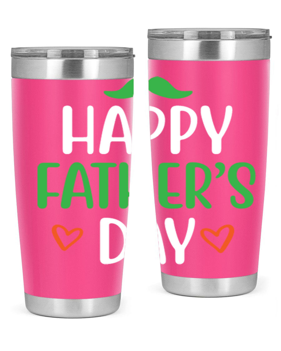 Happy Father's Day 20oz Tumbler made of stainless steel with copper lining, featuring a drink-thru lid, perfect for hot and cold beverages.