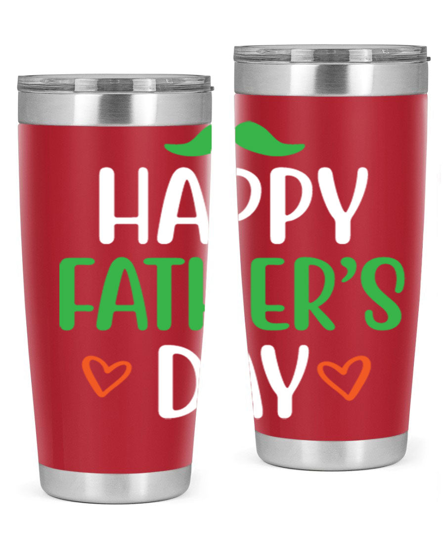 Happy Father's Day 20oz Tumbler made of stainless steel with copper lining, featuring a drink-thru lid, perfect for hot and cold beverages.
