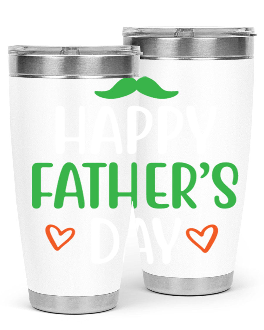Happy Father's Day 20oz Tumbler made of stainless steel with copper lining, featuring a drink-thru lid, perfect for hot and cold beverages.