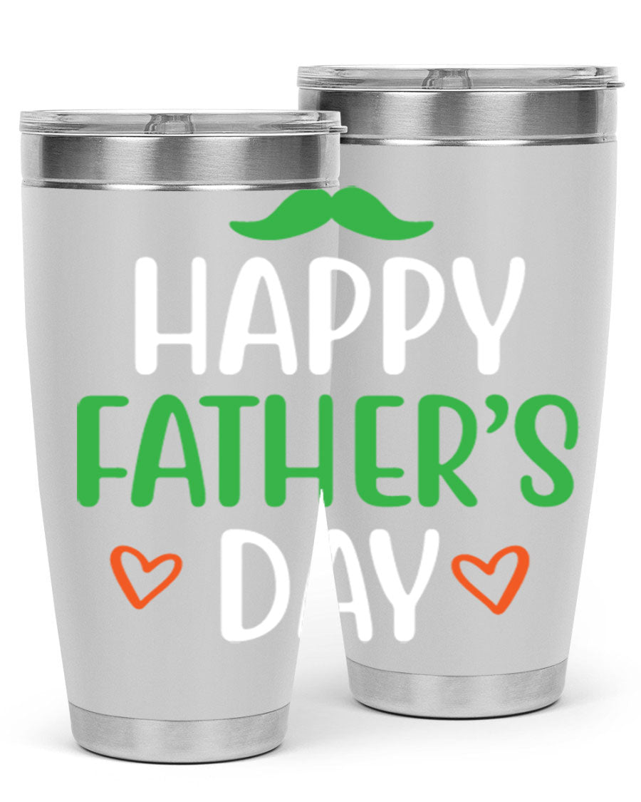 Happy Father's Day 20oz Tumbler made of stainless steel with copper lining, featuring a drink-thru lid, perfect for hot and cold beverages.