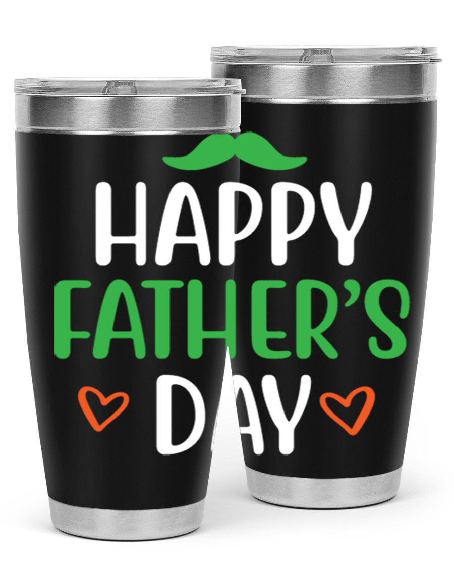 Happy Father's Day 20oz Tumbler made of stainless steel with copper lining, featuring a drink-thru lid, perfect for hot and cold beverages.