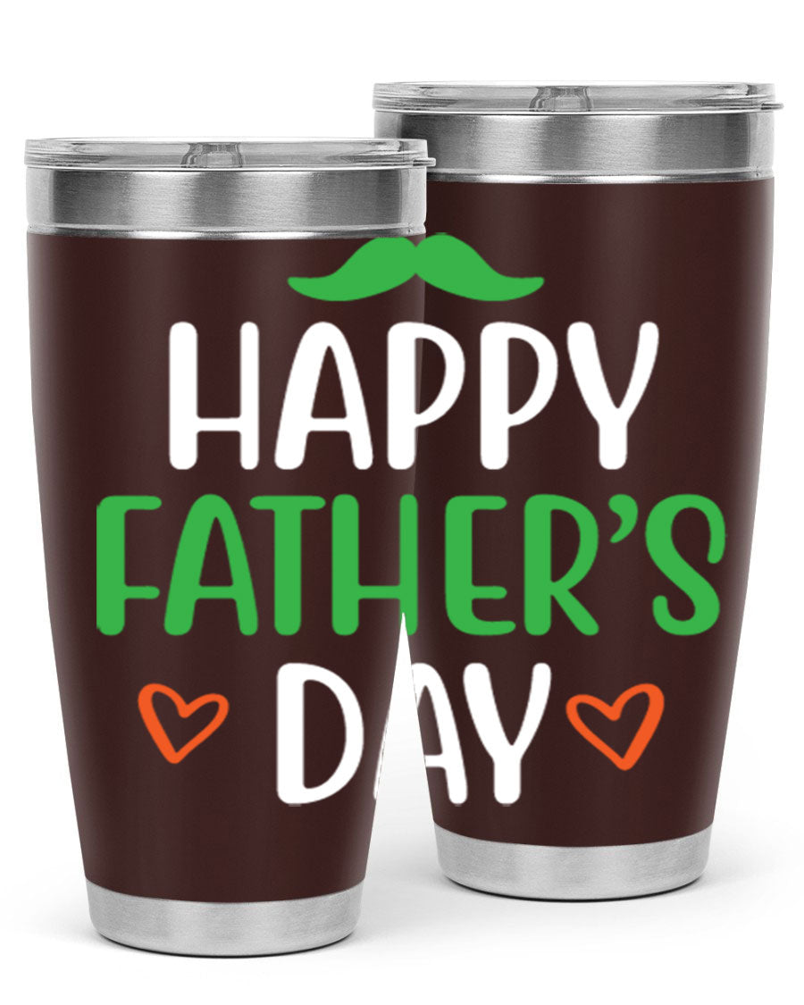 Happy Father's Day 20oz Tumbler made of stainless steel with copper lining, featuring a drink-thru lid, perfect for hot and cold beverages.