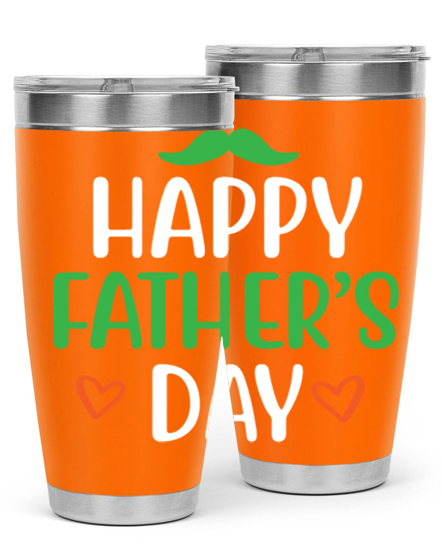 Happy Father's Day 20oz Tumbler made of stainless steel with copper lining, featuring a drink-thru lid, perfect for hot and cold beverages.