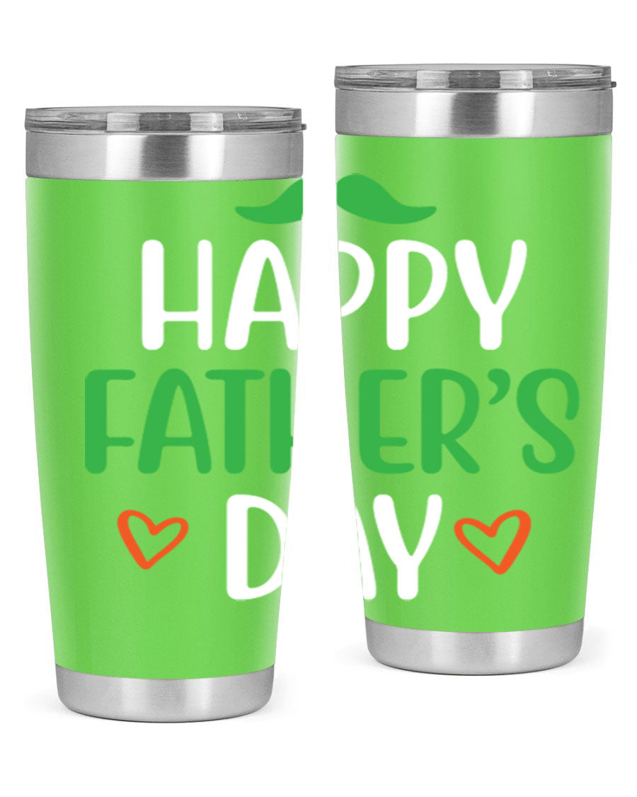 Happy Father's Day 20oz Tumbler made of stainless steel with copper lining, featuring a drink-thru lid, perfect for hot and cold beverages.