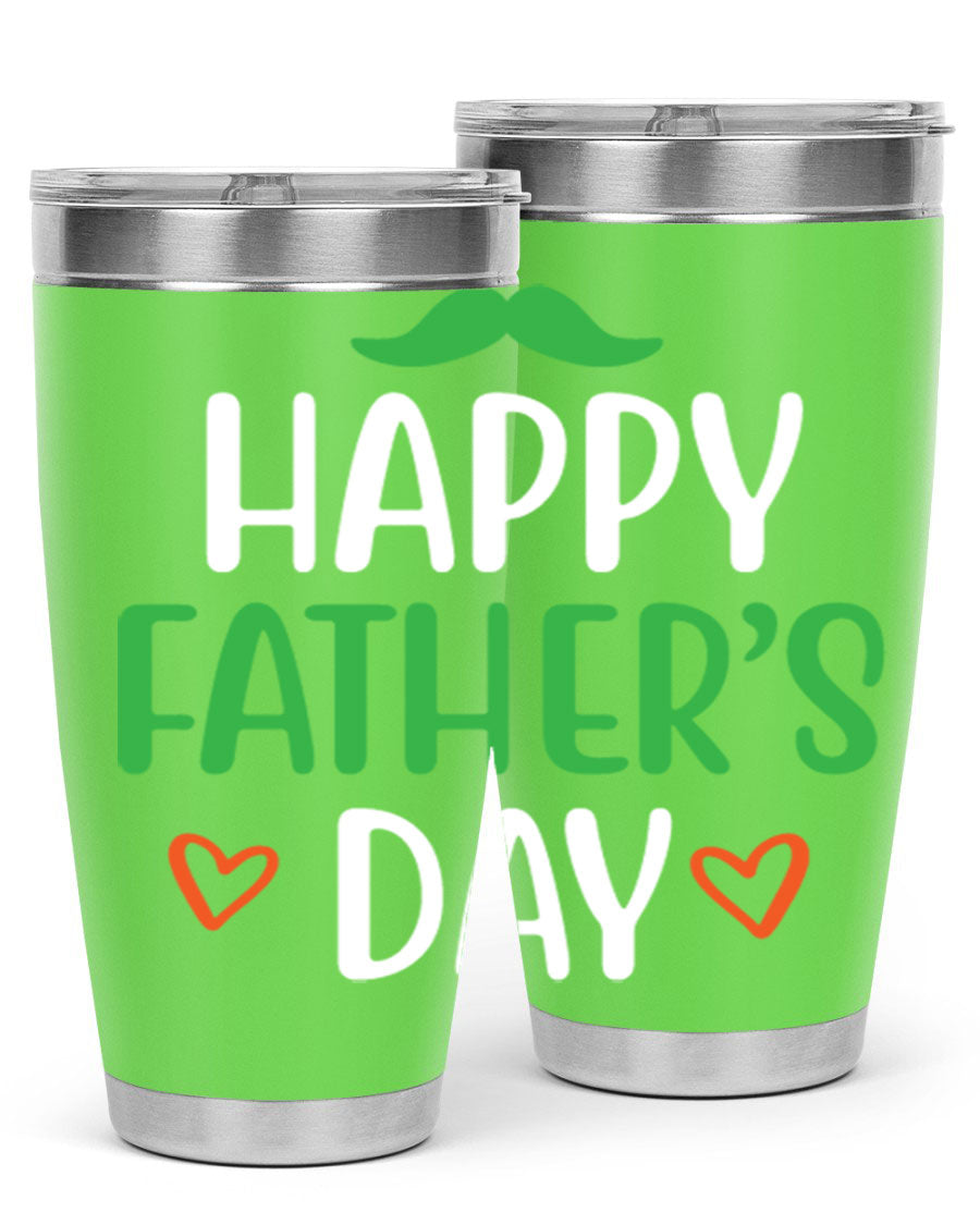 Happy Father's Day 20oz Tumbler made of stainless steel with copper lining, featuring a drink-thru lid, perfect for hot and cold beverages.