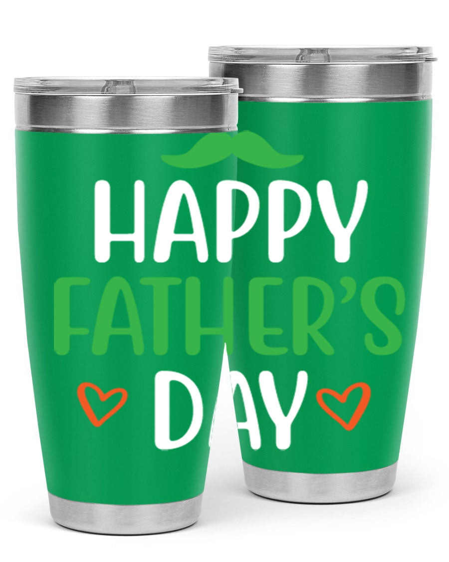 Happy Father's Day 20oz Tumbler made of stainless steel with copper lining, featuring a drink-thru lid, perfect for hot and cold beverages.