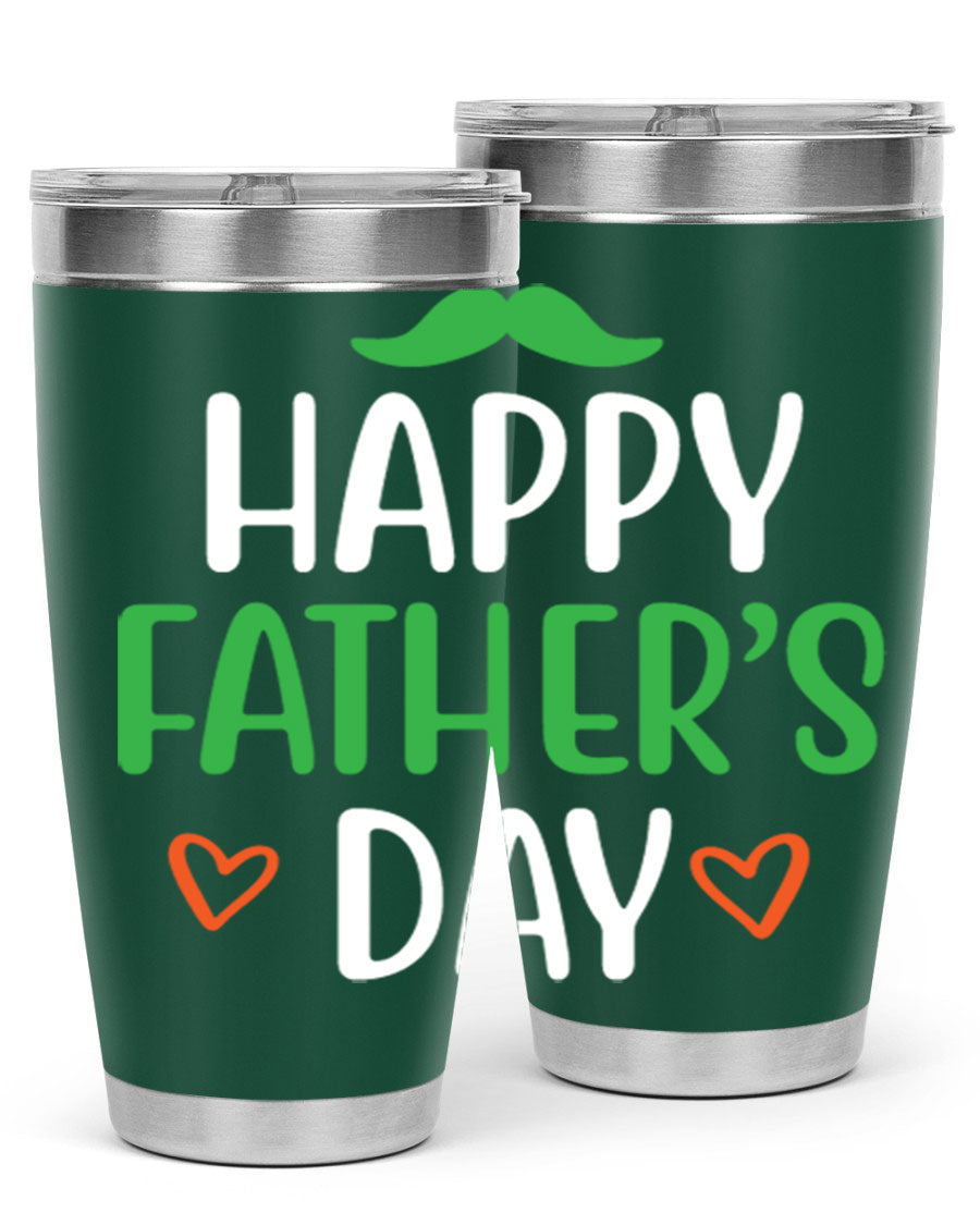 Happy Father's Day 20oz Tumbler made of stainless steel with copper lining, featuring a drink-thru lid, perfect for hot and cold beverages.