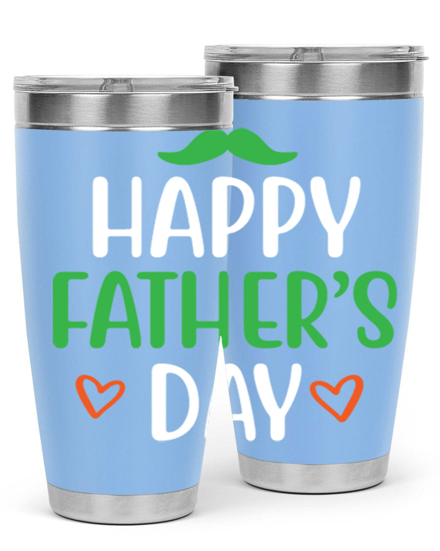 Happy Father's Day 20oz Tumbler made of stainless steel with copper lining, featuring a drink-thru lid, perfect for hot and cold beverages.