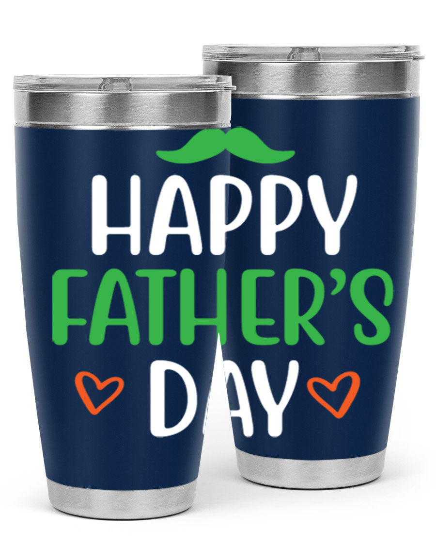 Happy Father's Day 20oz Tumbler made of stainless steel with copper lining, featuring a drink-thru lid, perfect for hot and cold beverages.