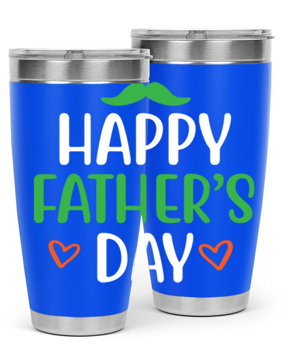 Happy Father's Day 20oz Tumbler made of stainless steel with copper lining, featuring a drink-thru lid, perfect for hot and cold beverages.