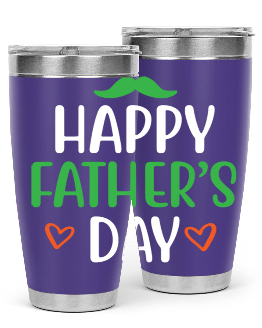 Happy Father's Day 20oz Tumbler made of stainless steel with copper lining, featuring a drink-thru lid, perfect for hot and cold beverages.