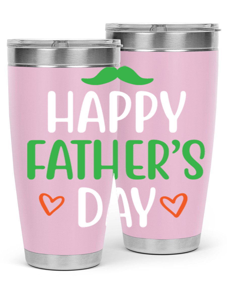 Happy Father's Day 20oz Tumbler made of stainless steel with copper lining, featuring a drink-thru lid, perfect for hot and cold beverages.