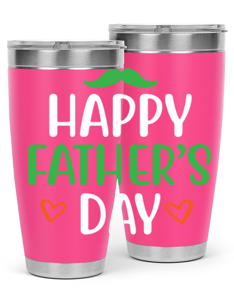 Happy Father's Day 20oz Tumbler made of stainless steel with copper lining, featuring a drink-thru lid, perfect for hot and cold beverages.