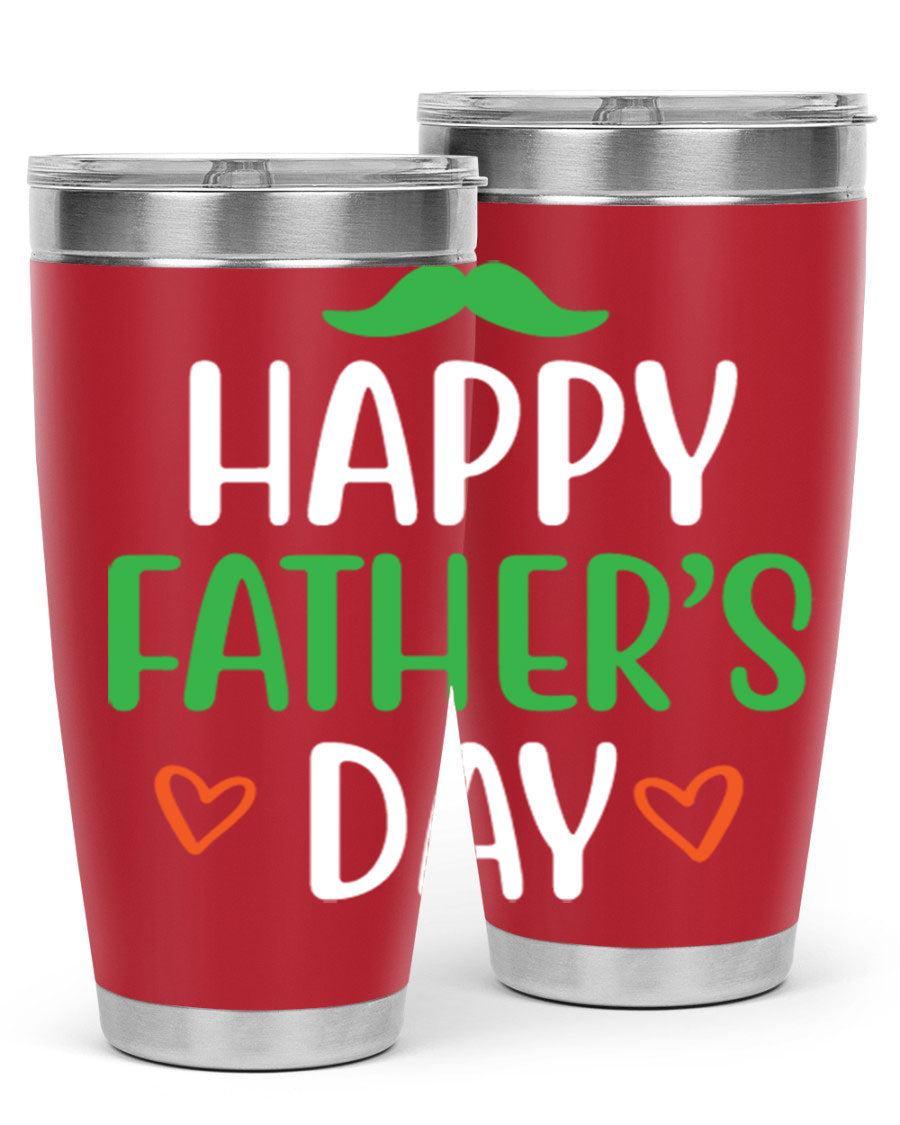 Happy Father's Day 20oz Tumbler made of stainless steel with copper lining, featuring a drink-thru lid, perfect for hot and cold beverages.