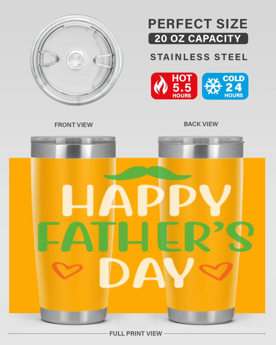 Happy Father's Day 20oz Tumbler made of stainless steel with copper lining, featuring a drink-thru lid, perfect for hot and cold beverages.