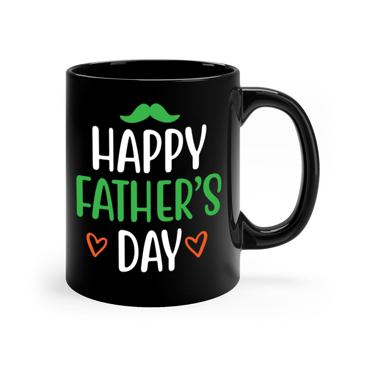 Happy Father's Day Mug with colorful handle and glossy finish, available in multiple colors and sizes.