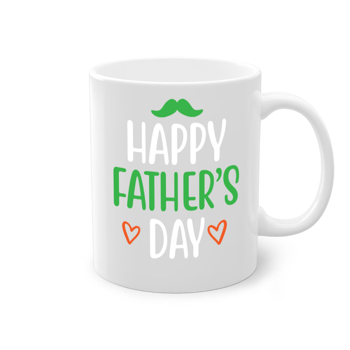 Happy Father's Day Mug with colorful handle and glossy finish, available in multiple colors and sizes.