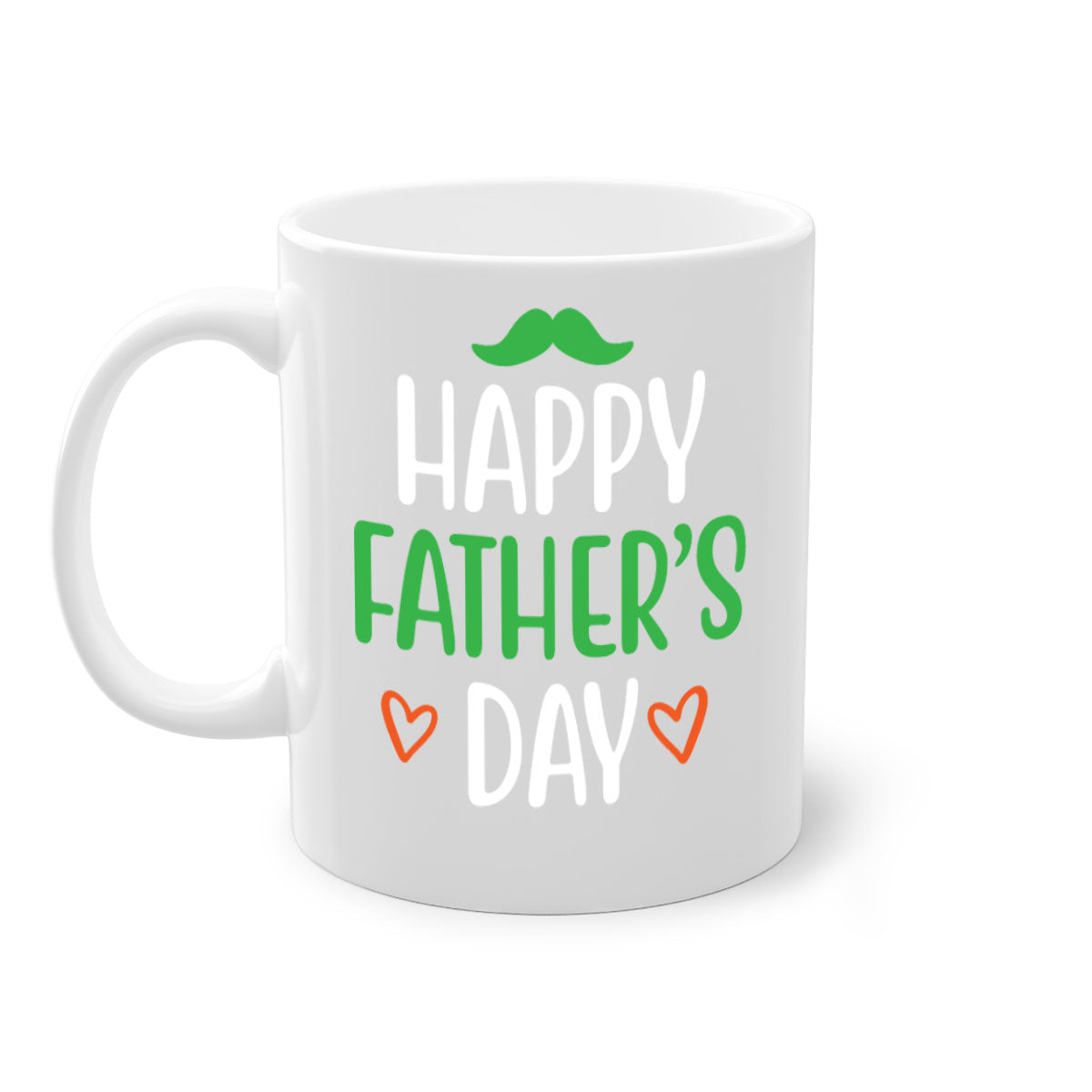 Happy Father's Day Mug with colorful handle and glossy finish, available in multiple colors and sizes.