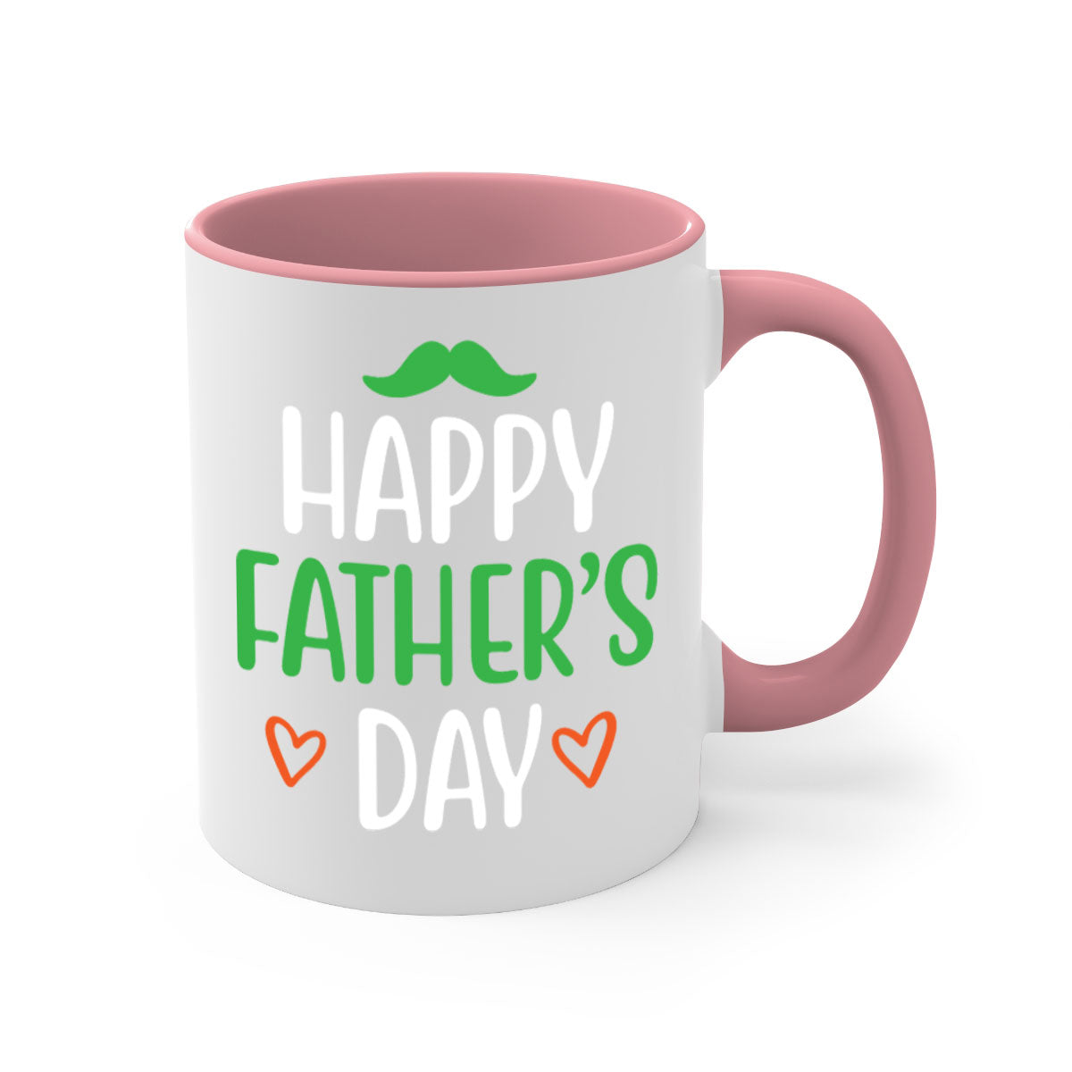 Happy Father's Day Mug with colorful handle and glossy finish, available in multiple colors and sizes.