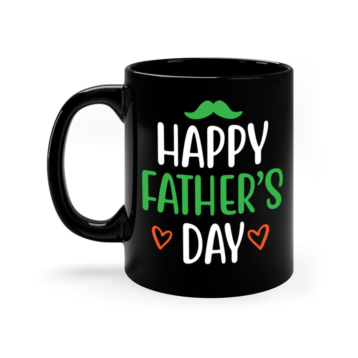 Happy Father's Day Mug with colorful handle and glossy finish, available in multiple colors and sizes.
