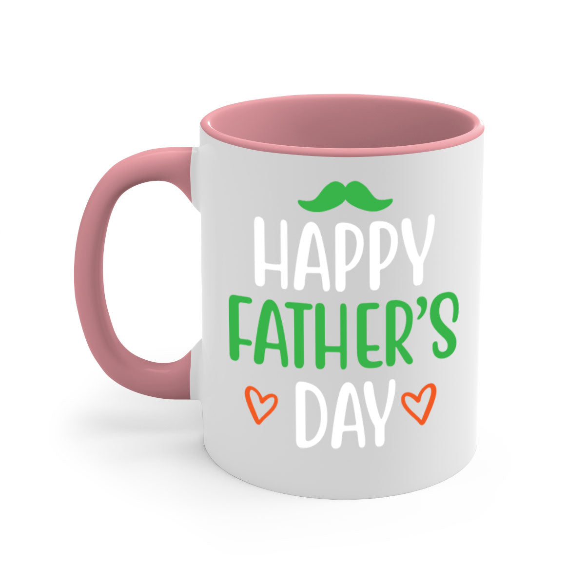 Happy Father's Day Mug with colorful handle and glossy finish, available in multiple colors and sizes.