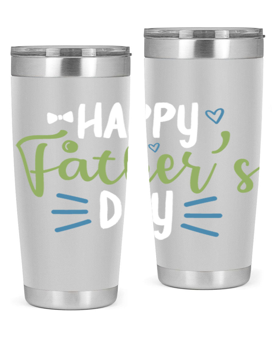 Happy Father's Day 20oz Tumbler made of stainless steel with a drink-thru lid, featuring a stylish design for hot and cold beverages.