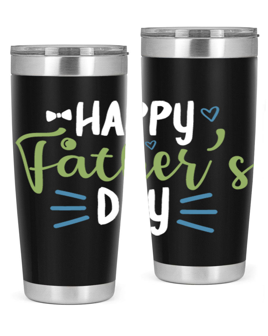 Happy Father's Day 20oz Tumbler made of stainless steel with a drink-thru lid, featuring a stylish design for hot and cold beverages.