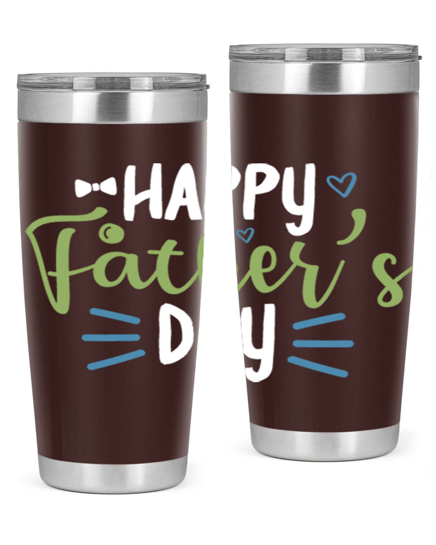 Happy Father's Day 20oz Tumbler made of stainless steel with a drink-thru lid, featuring a stylish design for hot and cold beverages.