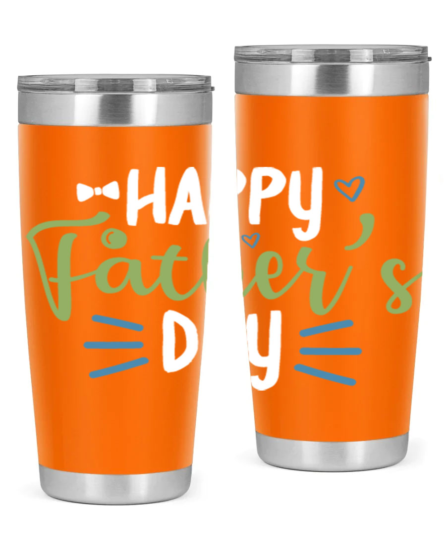 Happy Father's Day 20oz Tumbler made of stainless steel with a drink-thru lid, featuring a stylish design for hot and cold beverages.