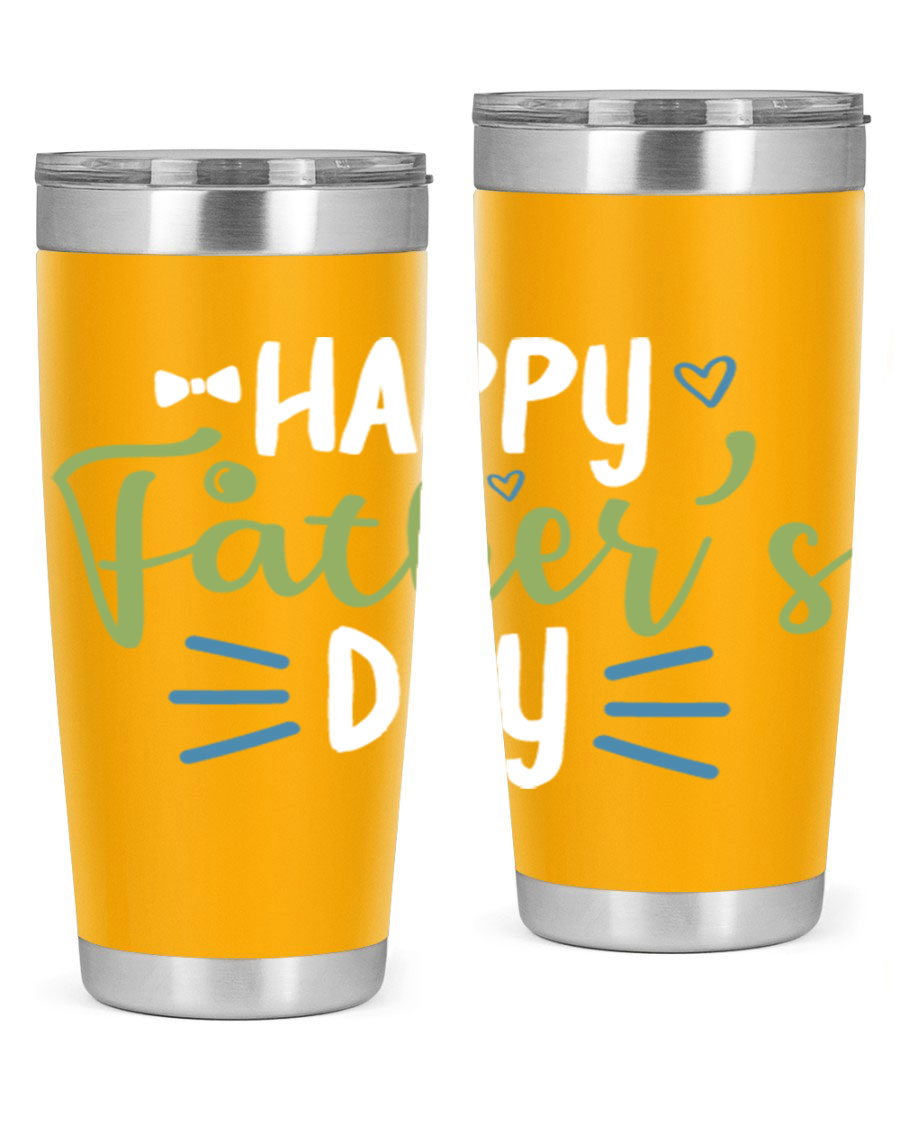 Happy Father's Day 20oz Tumbler made of stainless steel with a drink-thru lid, featuring a stylish design for hot and cold beverages.