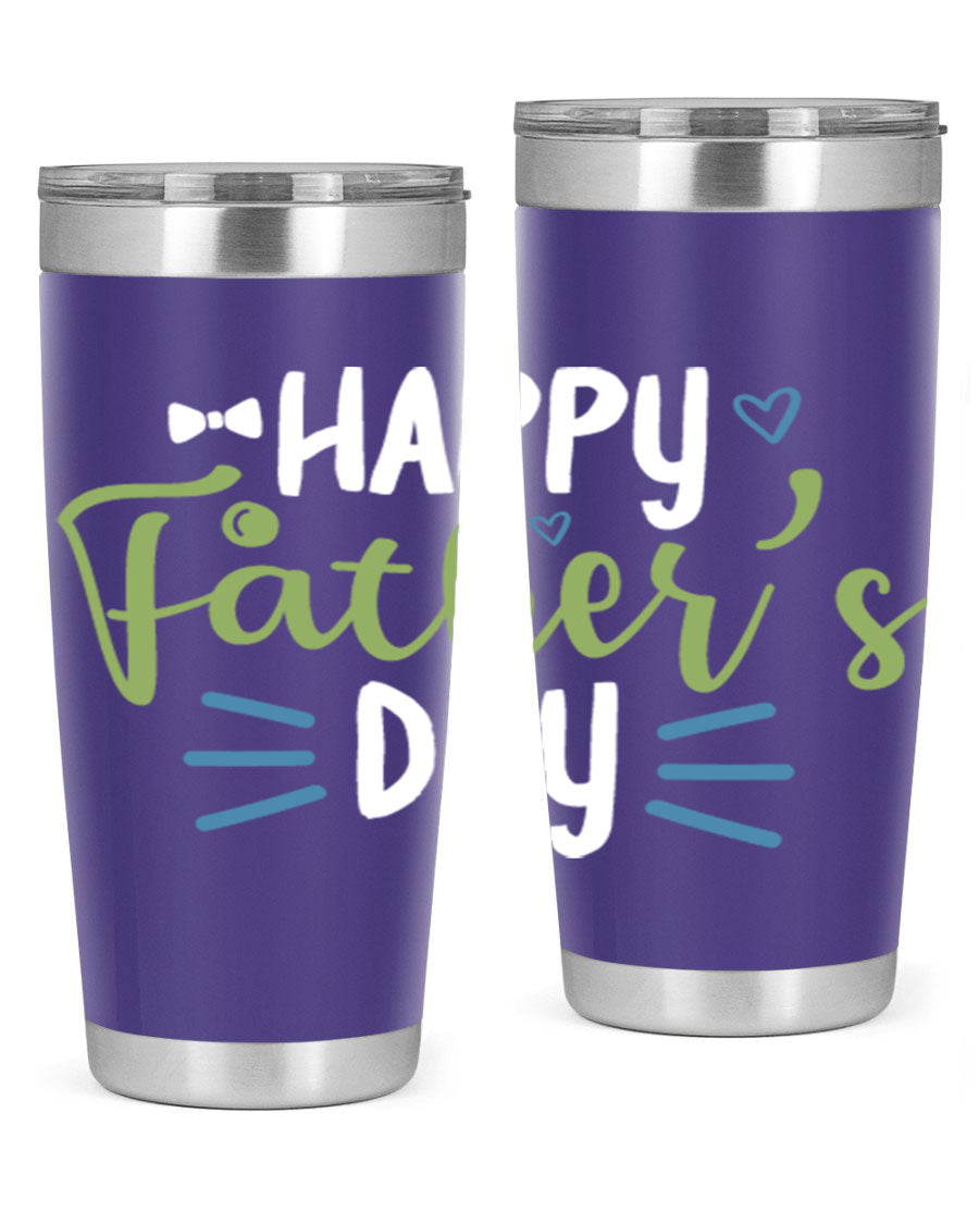 Happy Father's Day 20oz Tumbler made of stainless steel with a drink-thru lid, featuring a stylish design for hot and cold beverages.