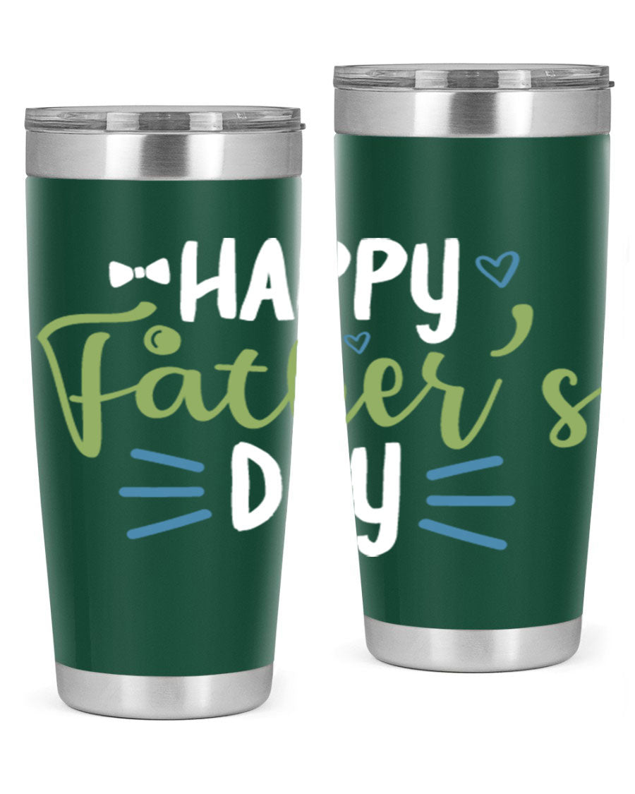 Happy Father's Day 20oz Tumbler made of stainless steel with a drink-thru lid, featuring a stylish design for hot and cold beverages.