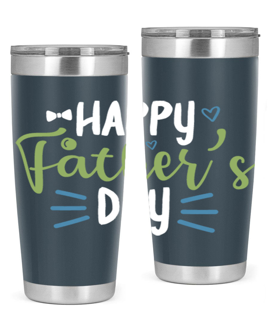 Happy Father's Day 20oz Tumbler made of stainless steel with a drink-thru lid, featuring a stylish design for hot and cold beverages.