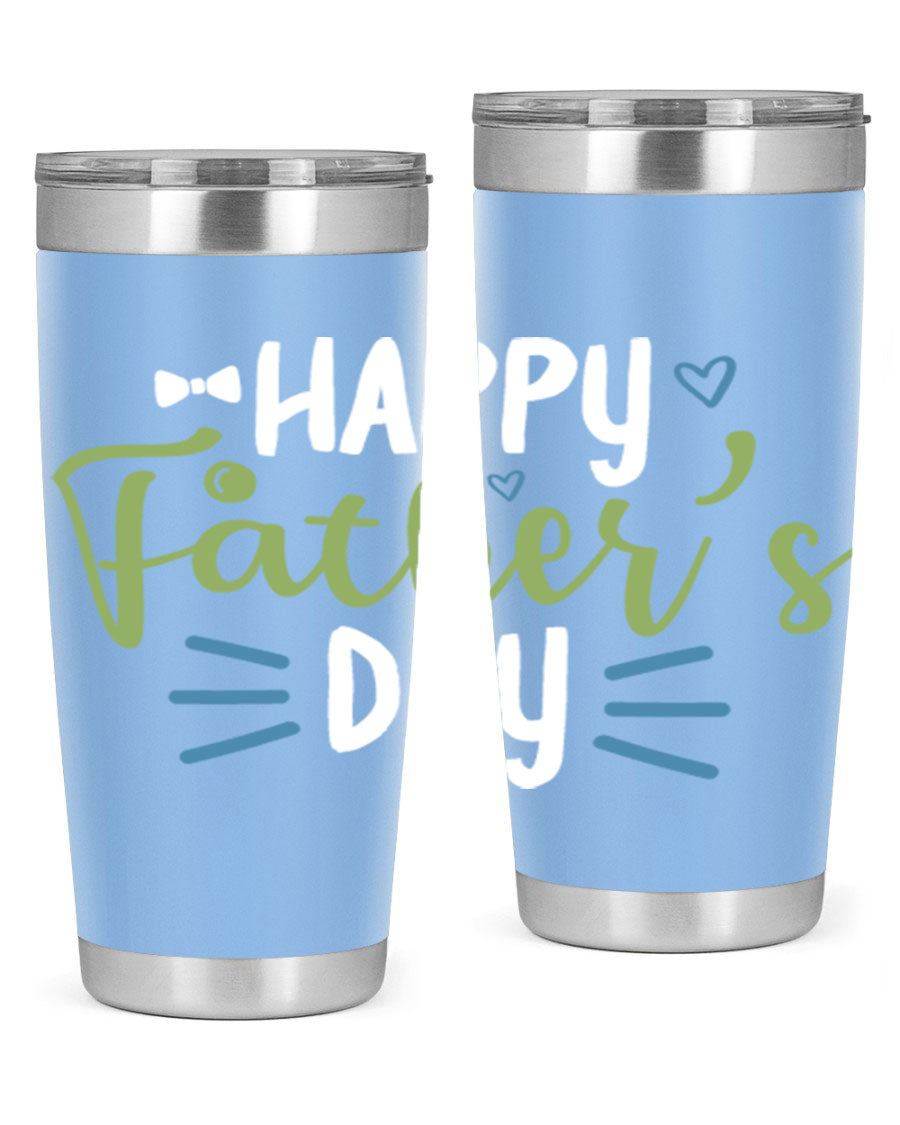 Happy Father's Day 20oz Tumbler made of stainless steel with a drink-thru lid, featuring a stylish design for hot and cold beverages.
