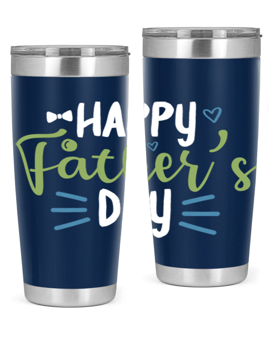 Happy Father's Day 20oz Tumbler made of stainless steel with a drink-thru lid, featuring a stylish design for hot and cold beverages.