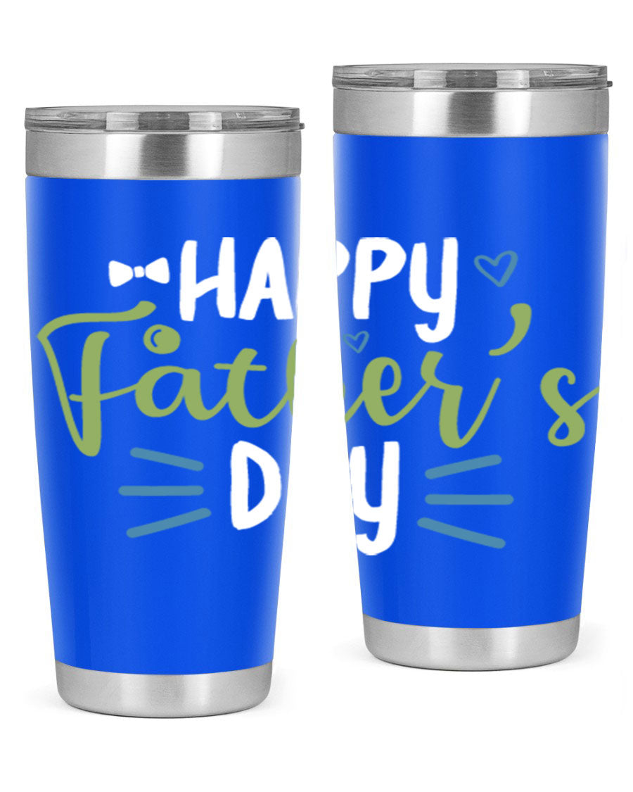 Happy Father's Day 20oz Tumbler made of stainless steel with a drink-thru lid, featuring a stylish design for hot and cold beverages.