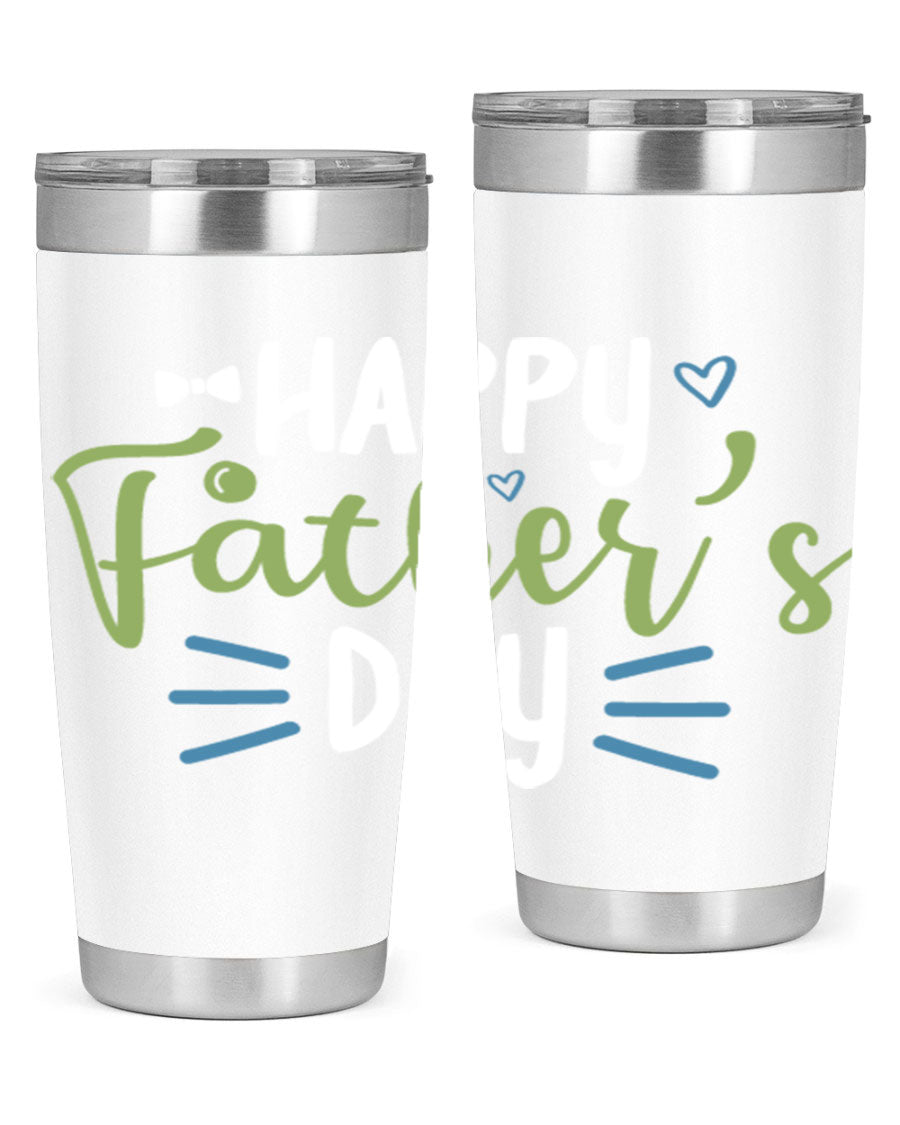 Happy Father's Day 20oz Tumbler made of stainless steel with a drink-thru lid, featuring a stylish design for hot and cold beverages.