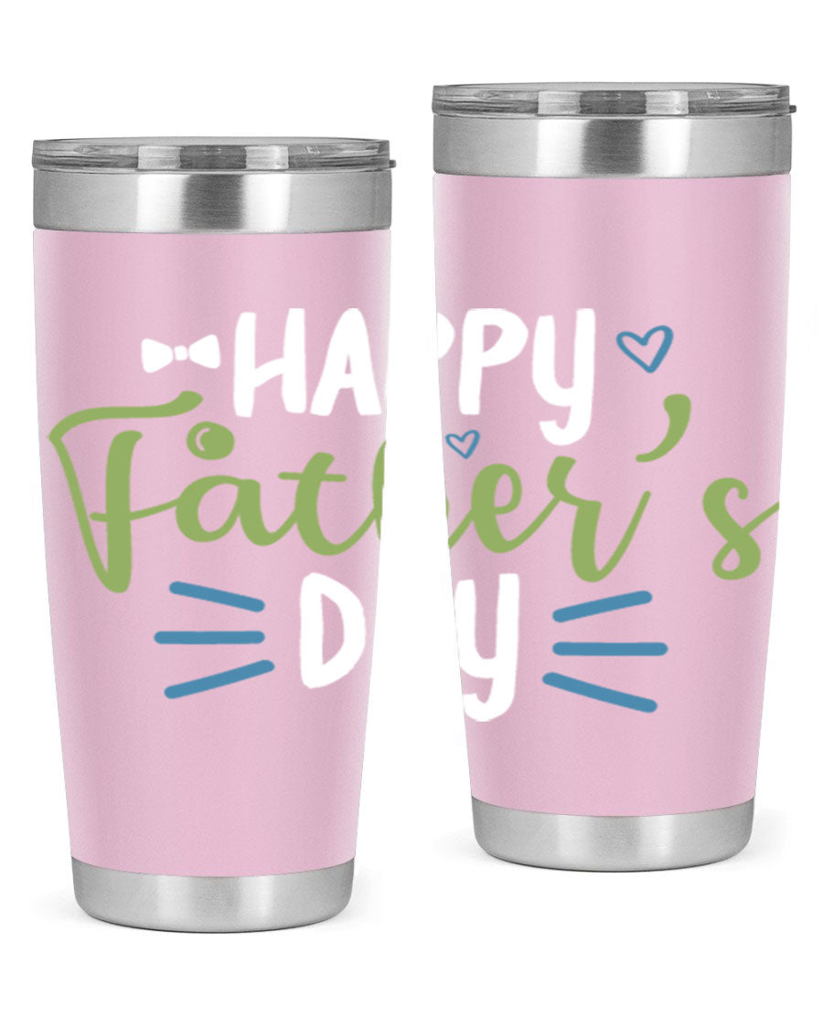 Happy Father's Day 20oz Tumbler made of stainless steel with a drink-thru lid, featuring a stylish design for hot and cold beverages.