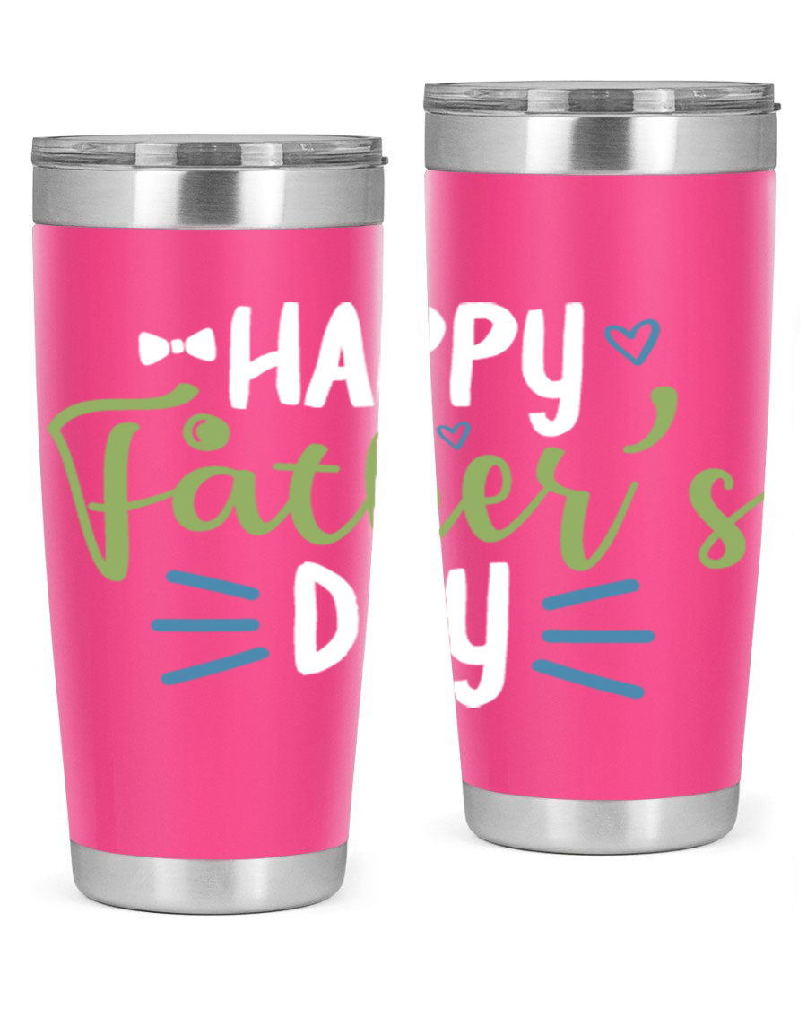 Happy Father's Day 20oz Tumbler made of stainless steel with a drink-thru lid, featuring a stylish design for hot and cold beverages.