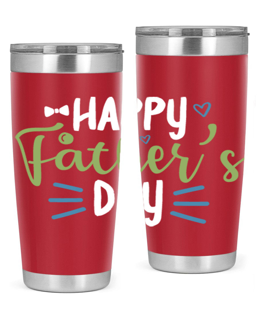 Happy Father's Day 20oz Tumbler made of stainless steel with a drink-thru lid, featuring a stylish design for hot and cold beverages.