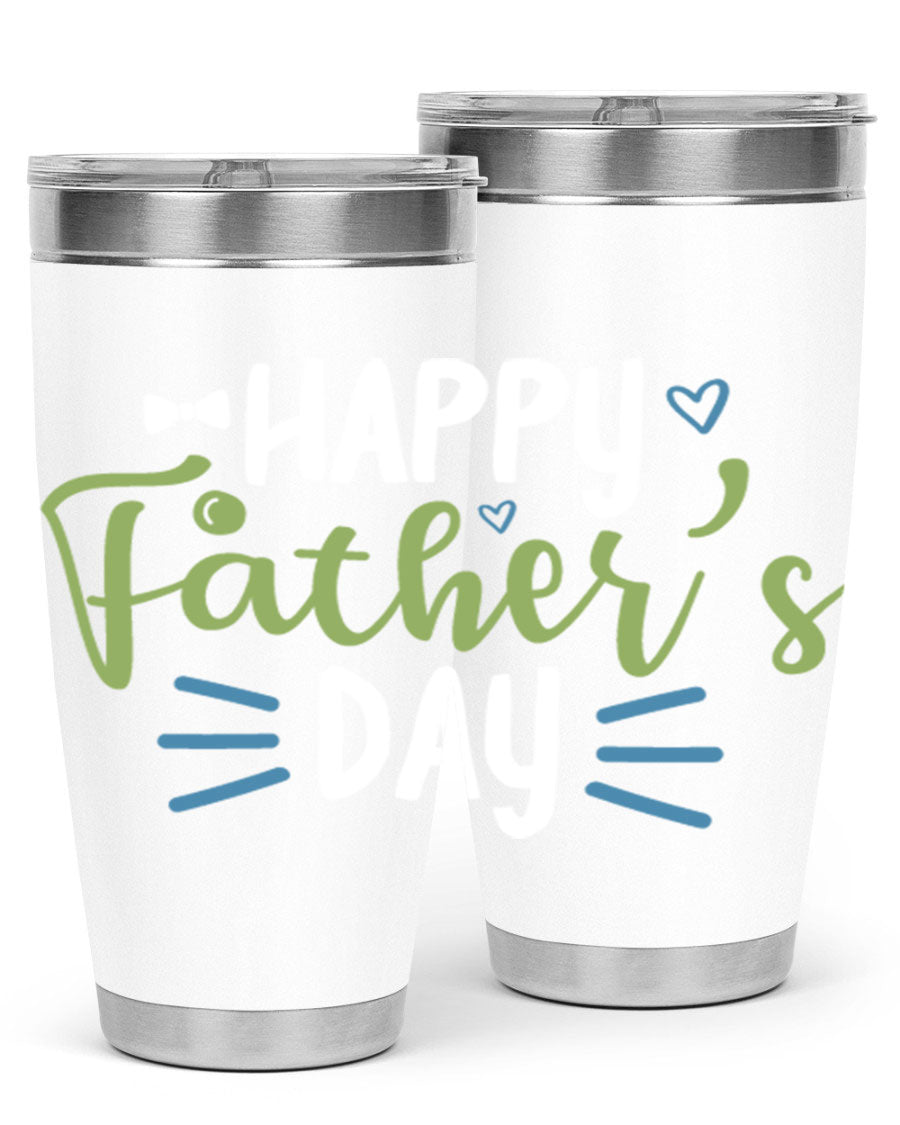 Happy Father's Day 20oz Tumbler made of stainless steel with a drink-thru lid, featuring a stylish design for hot and cold beverages.