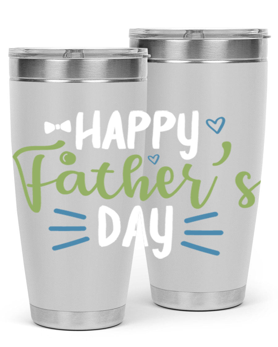 Happy Father's Day 20oz Tumbler made of stainless steel with a drink-thru lid, featuring a stylish design for hot and cold beverages.