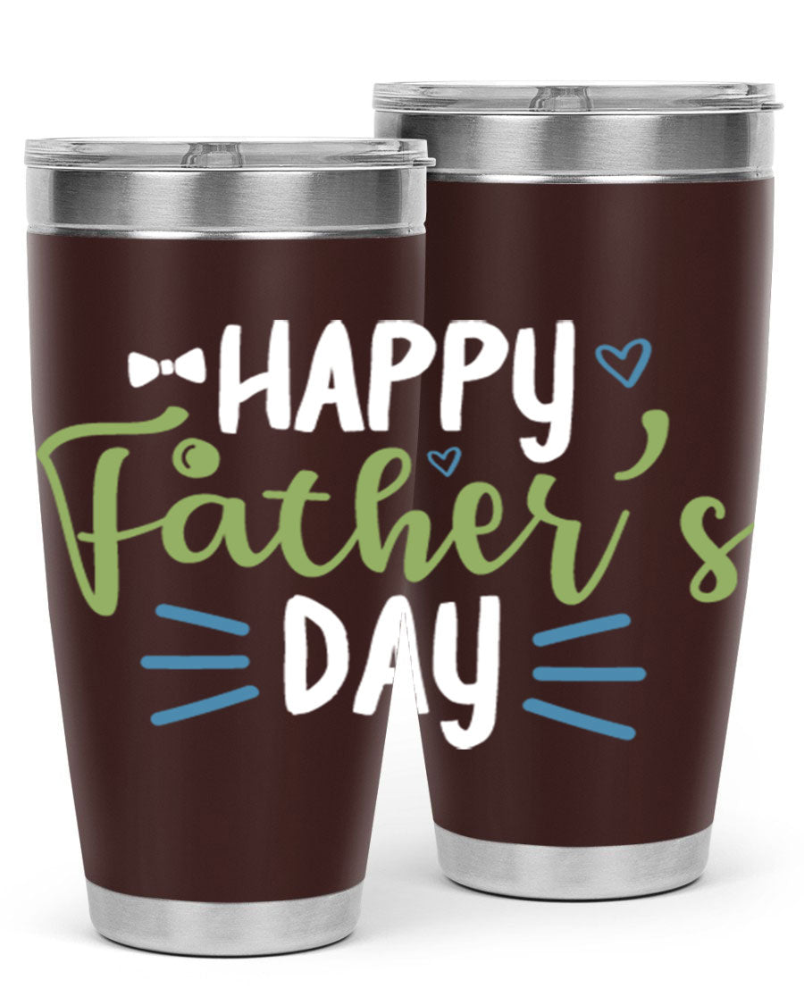 Happy Father's Day 20oz Tumbler made of stainless steel with a drink-thru lid, featuring a stylish design for hot and cold beverages.