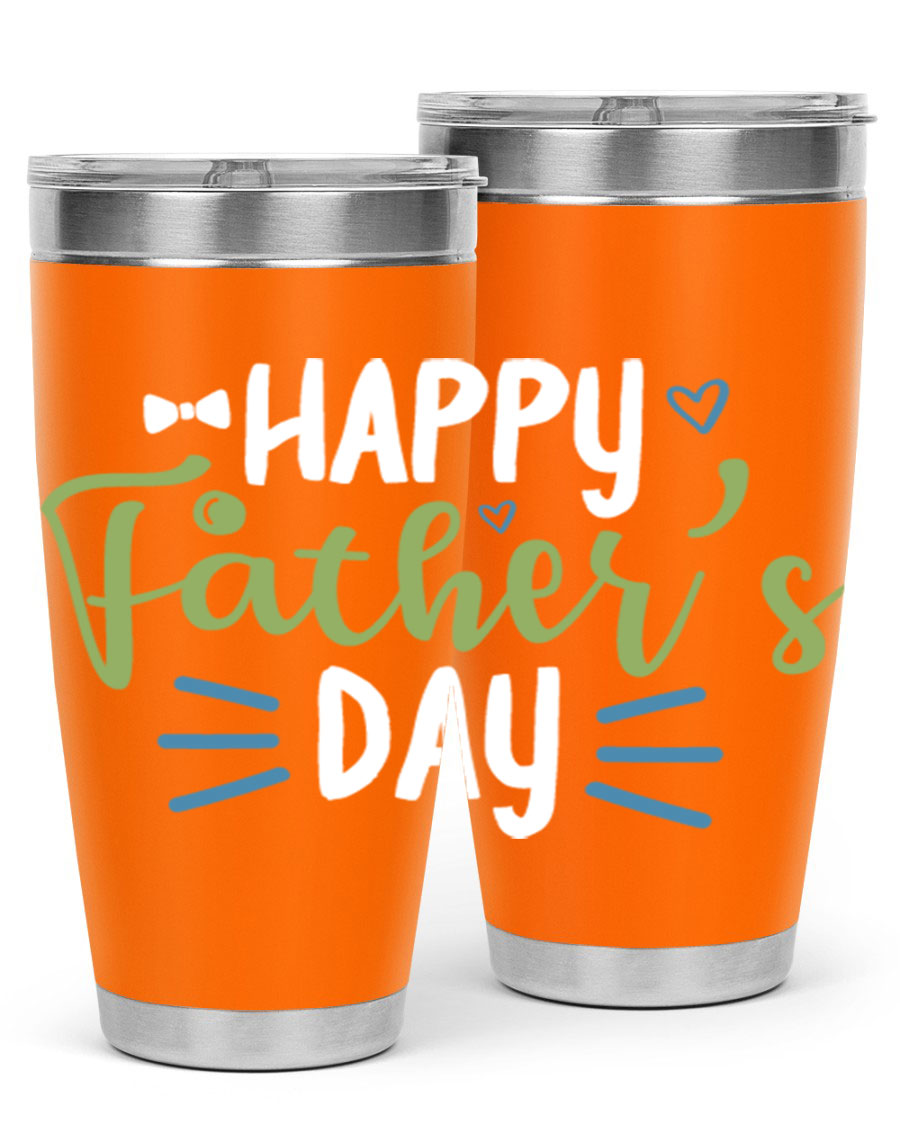 Happy Father's Day 20oz Tumbler made of stainless steel with a drink-thru lid, featuring a stylish design for hot and cold beverages.