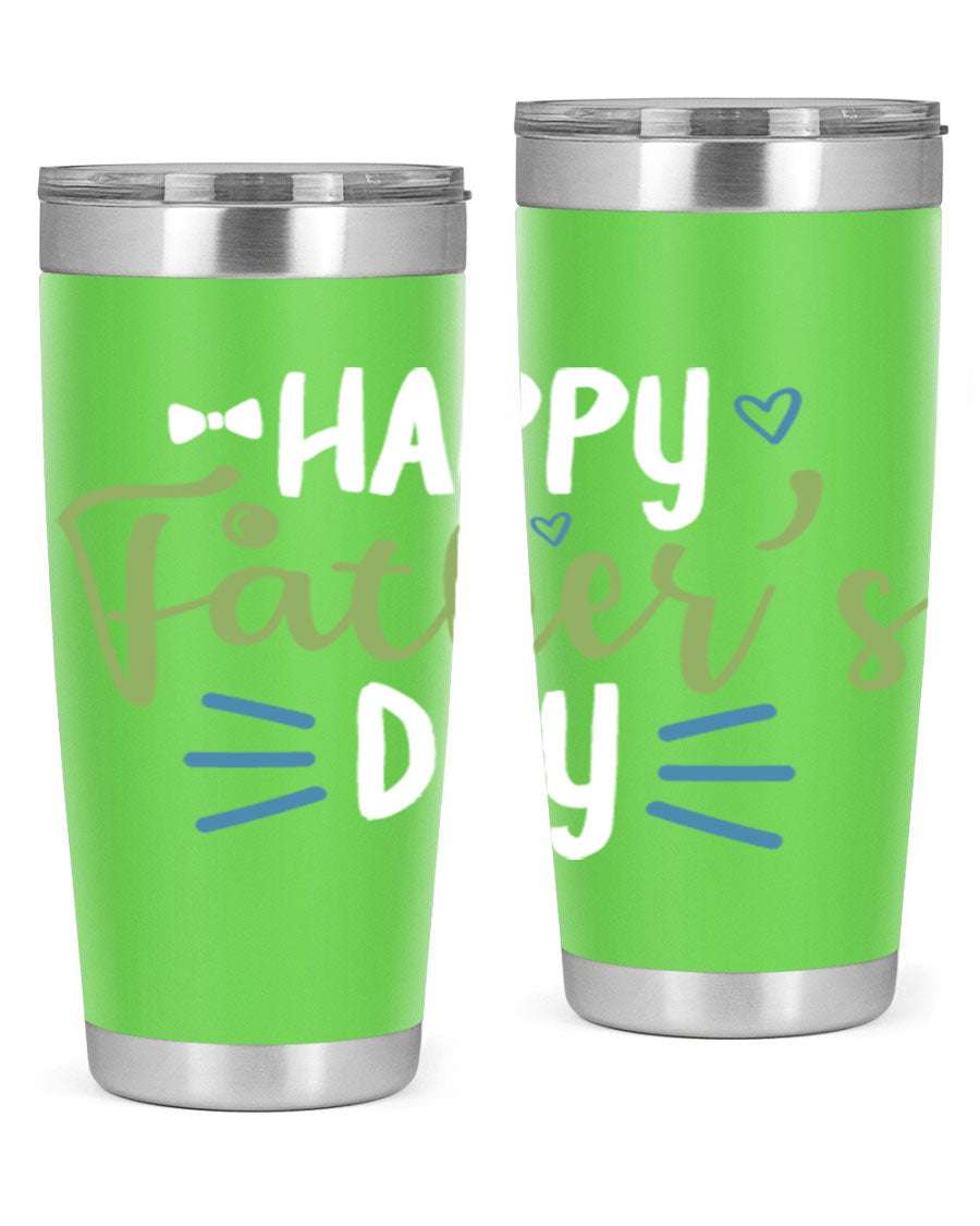 Happy Father's Day 20oz Tumbler made of stainless steel with a drink-thru lid, featuring a stylish design for hot and cold beverages.