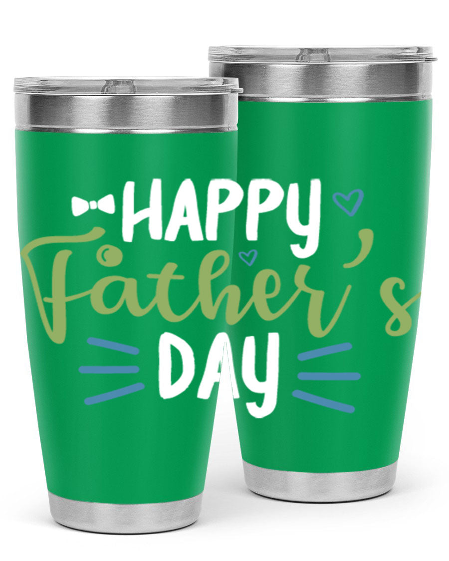 Happy Father's Day 20oz Tumbler made of stainless steel with a drink-thru lid, featuring a stylish design for hot and cold beverages.
