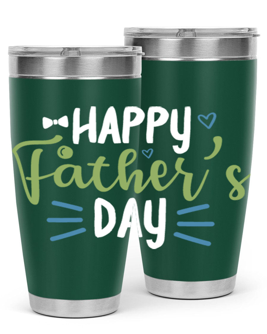 Happy Father's Day 20oz Tumbler made of stainless steel with a drink-thru lid, featuring a stylish design for hot and cold beverages.