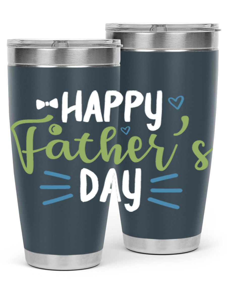 Happy Father's Day 20oz Tumbler made of stainless steel with a drink-thru lid, featuring a stylish design for hot and cold beverages.