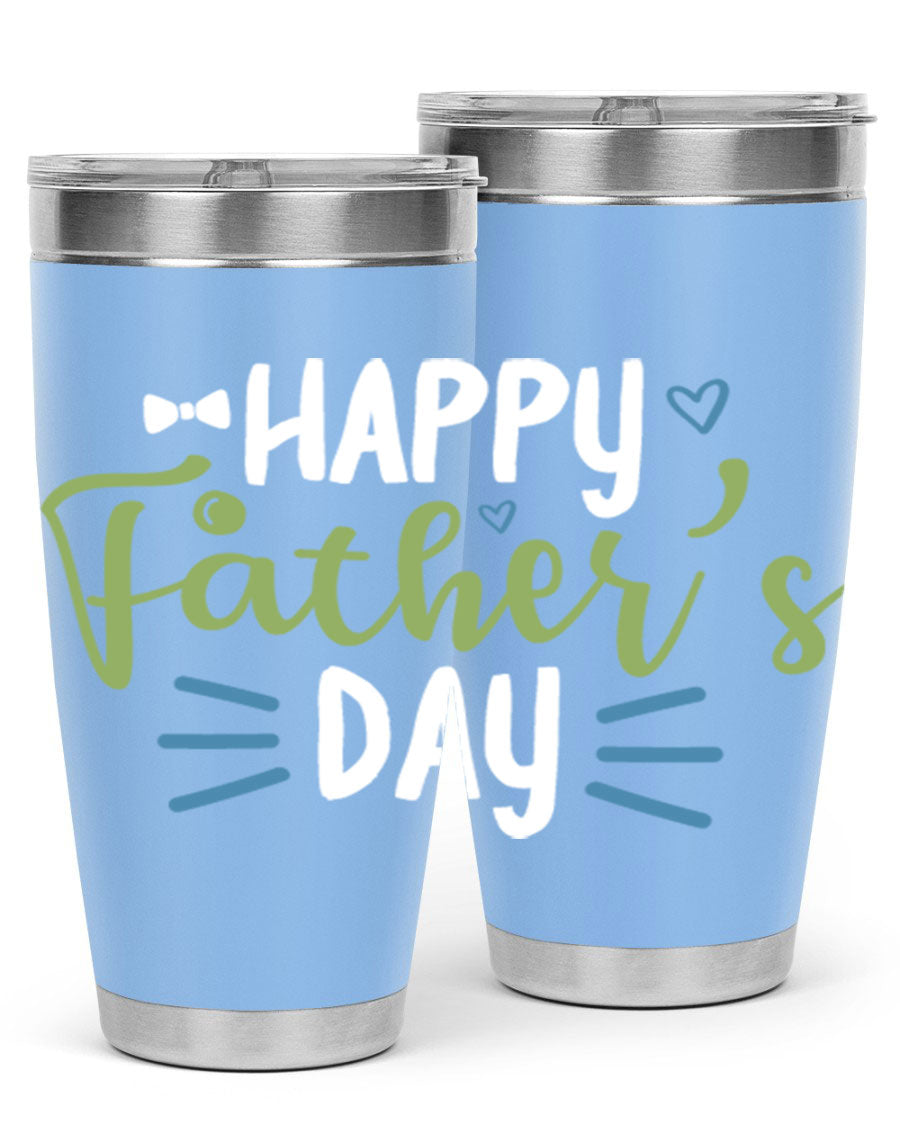 Happy Father's Day 20oz Tumbler made of stainless steel with a drink-thru lid, featuring a stylish design for hot and cold beverages.